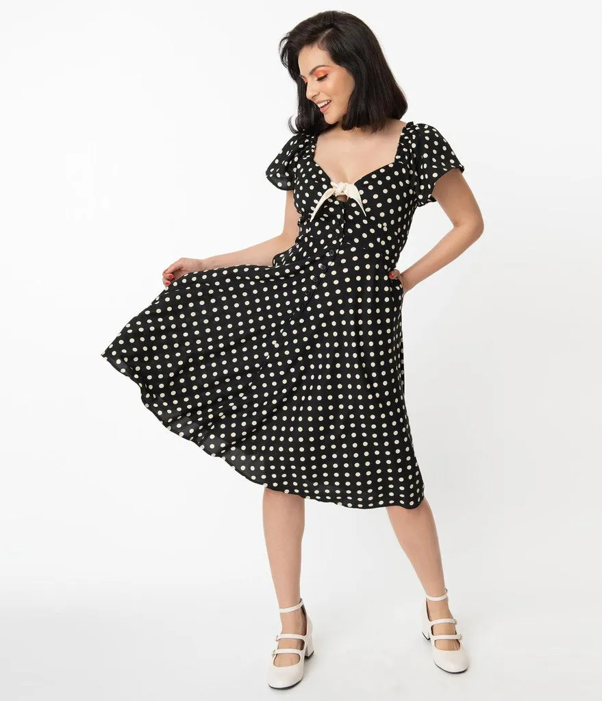 Black and Cream Polka Dot Ellias Swing Dress