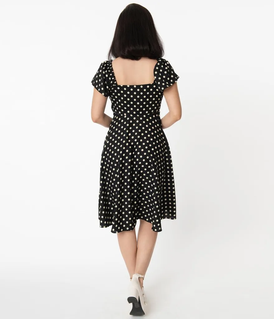 Black and Cream Polka Dot Ellias Swing Dress