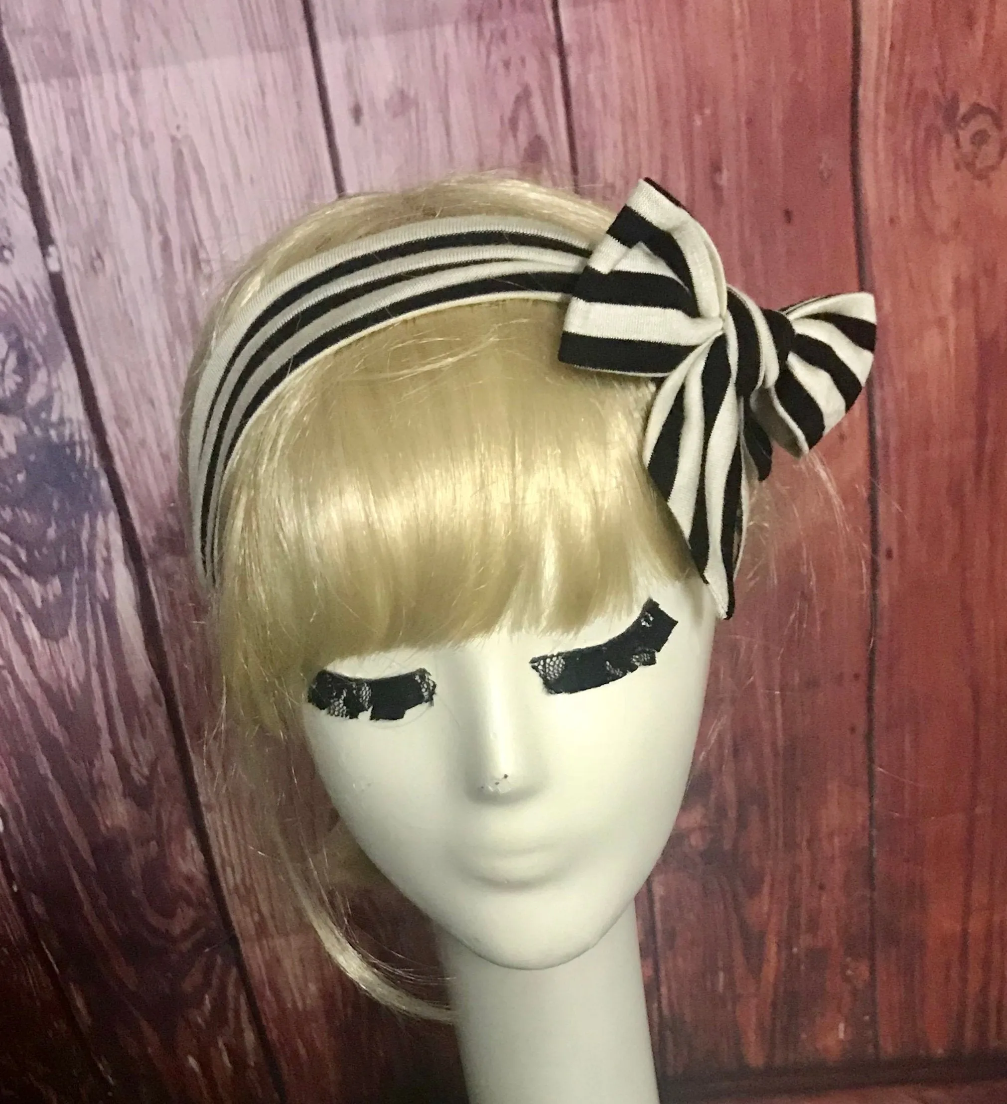 Black and White Headband Tie with a Scrunchie