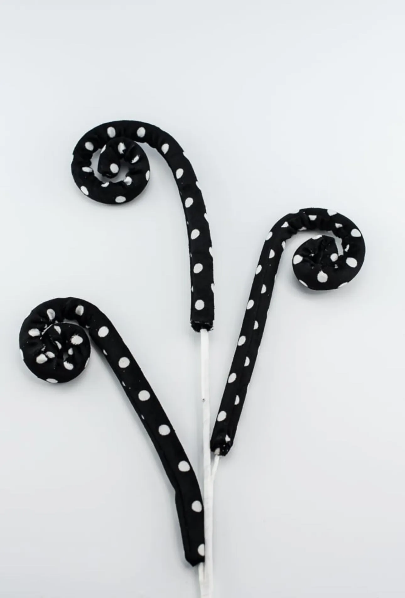 Black and white polkadot curly spray