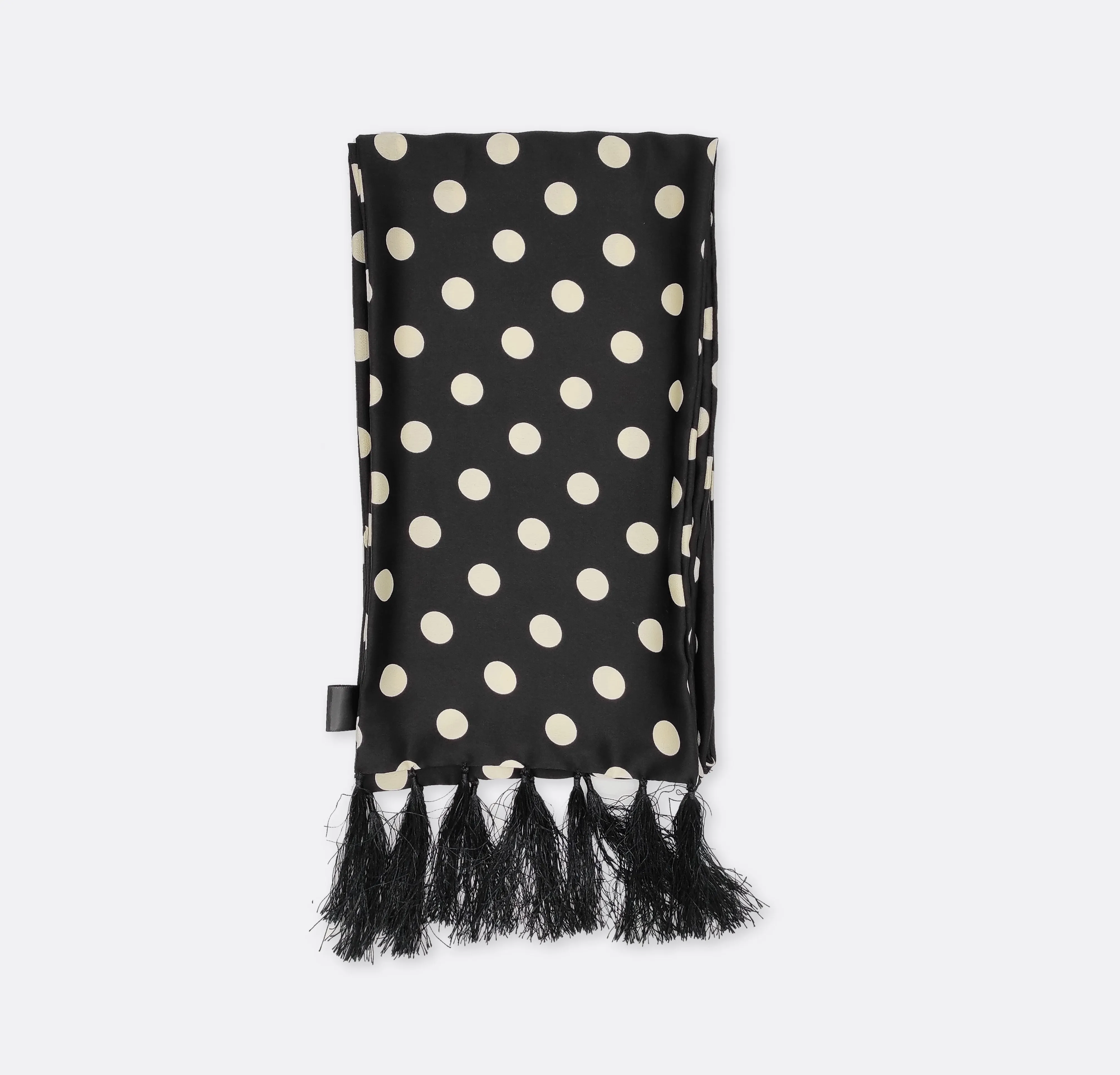 BLACK MIDI POLKA SILK MEN SCARVES