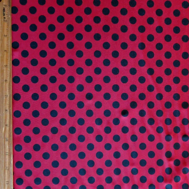 Black Polka Dots on Red Nylon Spandex Swimsuit Fabric