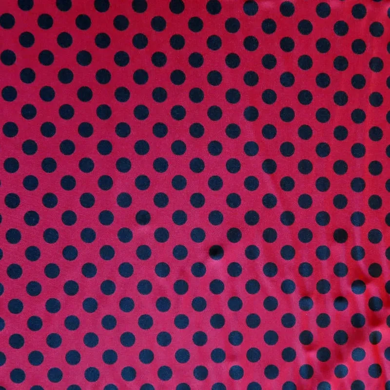 Black Polka Dots on Red Nylon Spandex Swimsuit Fabric