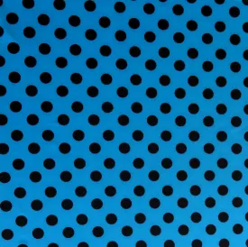 Black Polka Dots on Turquoise Blue Nylon Spandex Swimsuit Fabric