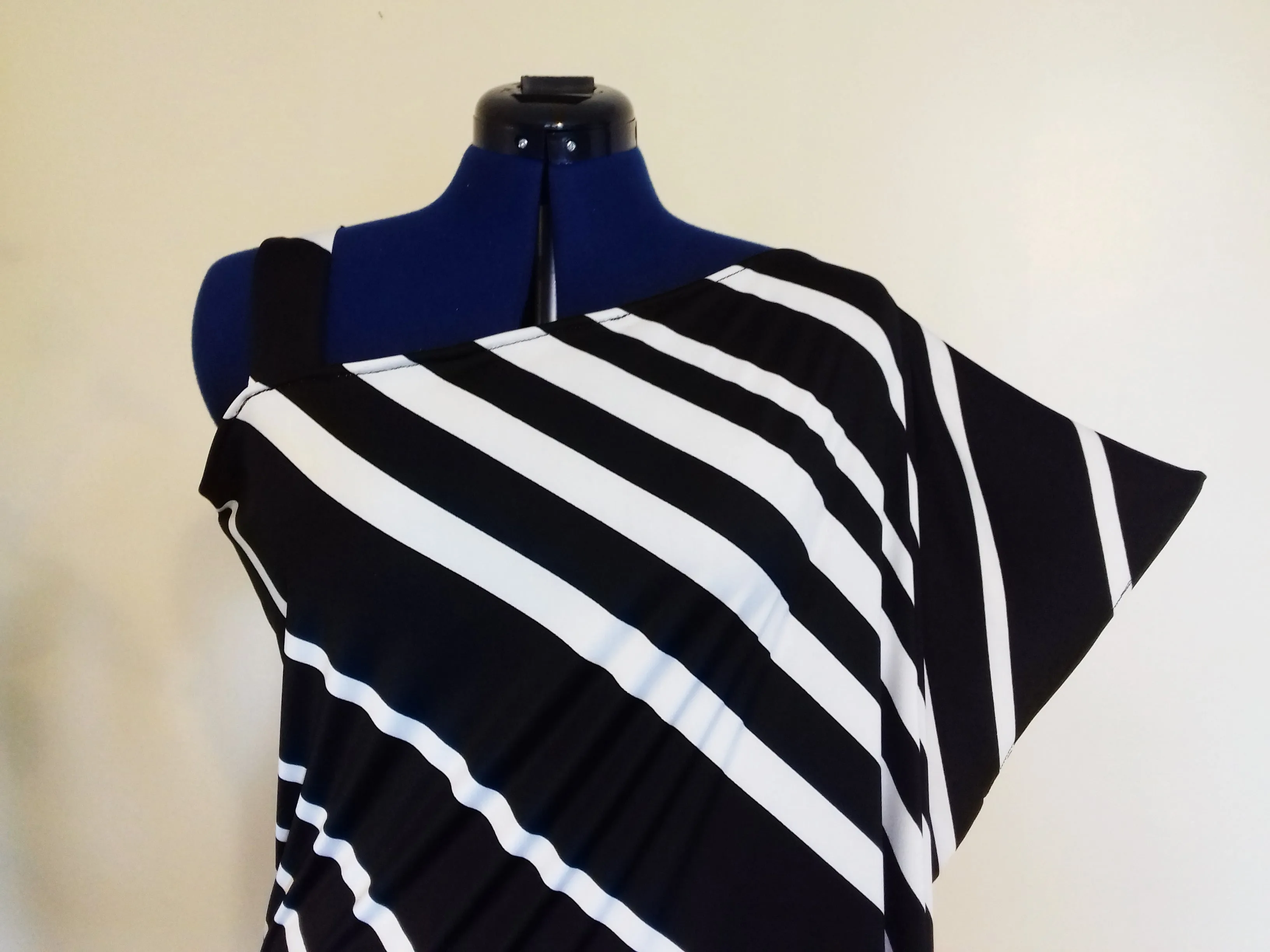 Black White Striped Cold Shoulder Summer Dress