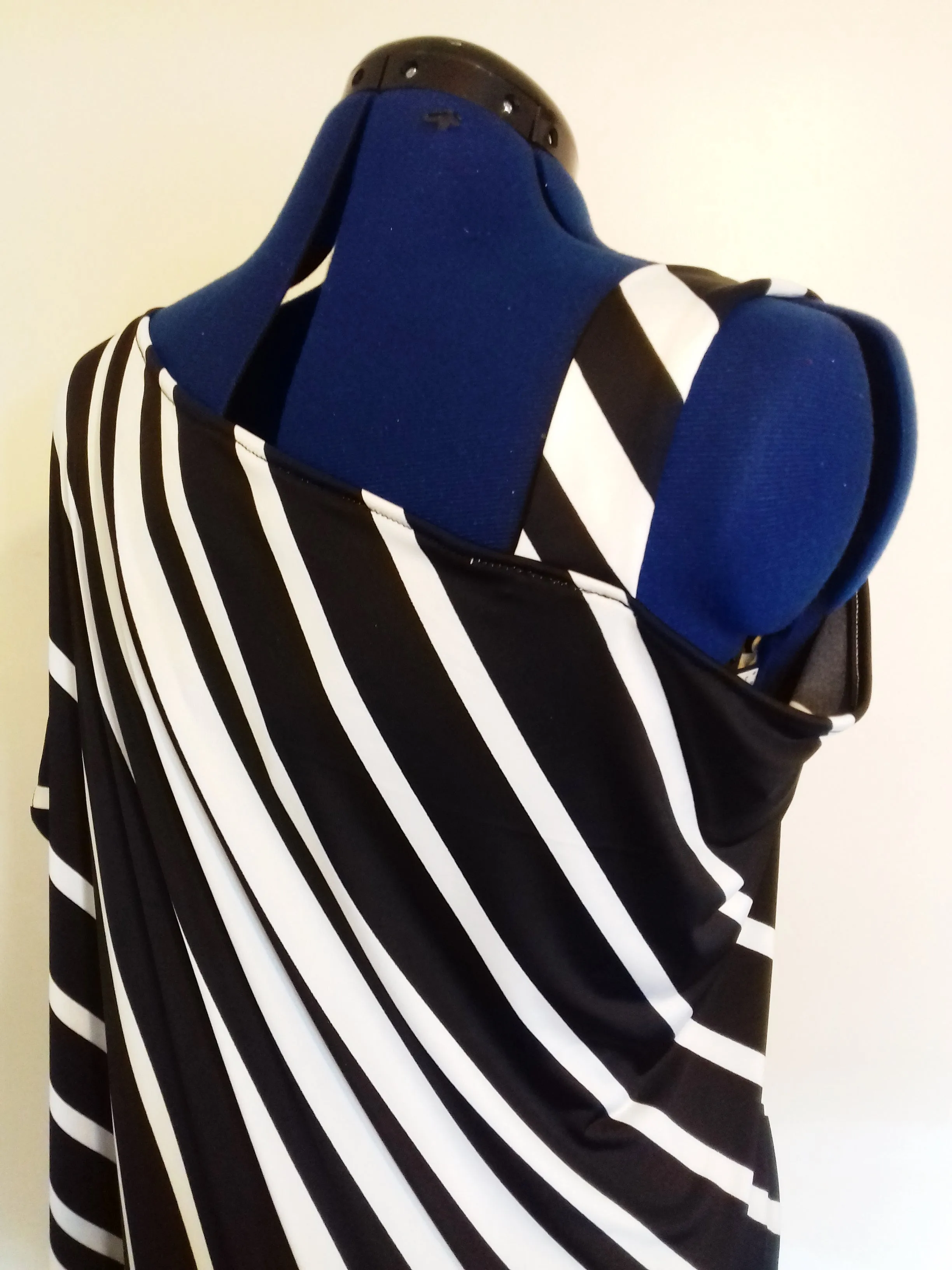 Black White Striped Cold Shoulder Summer Dress