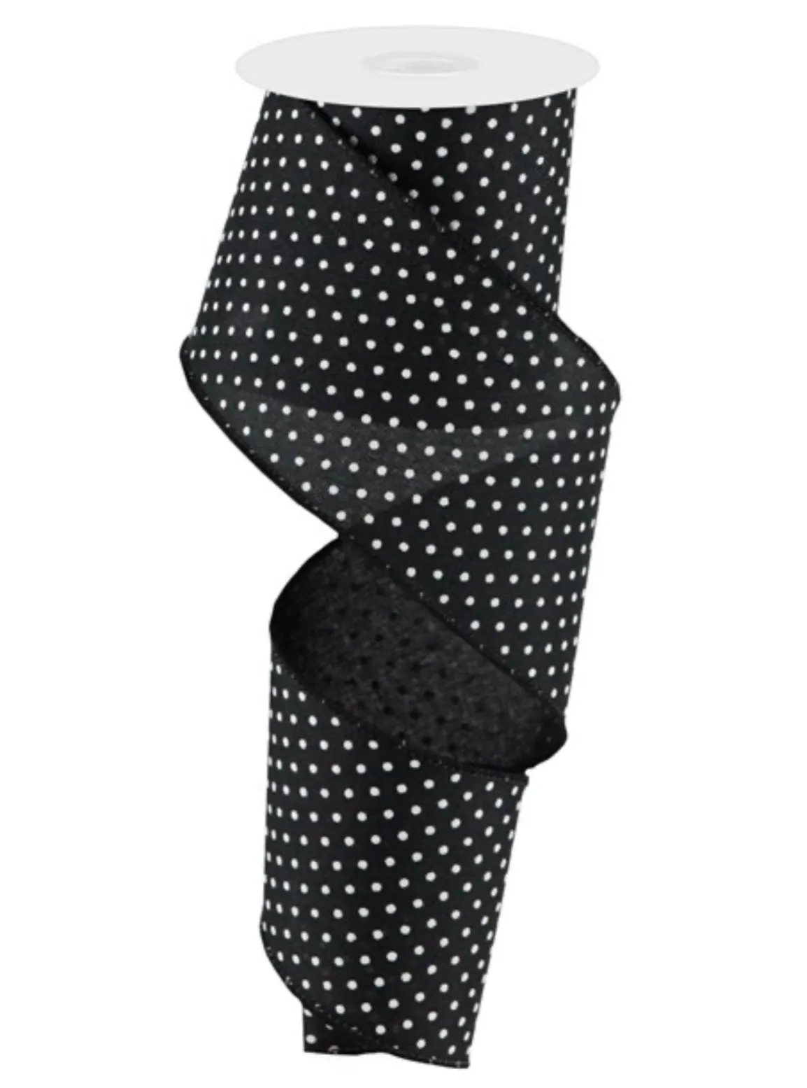 Black with white swiss dots ribbon 2.5"