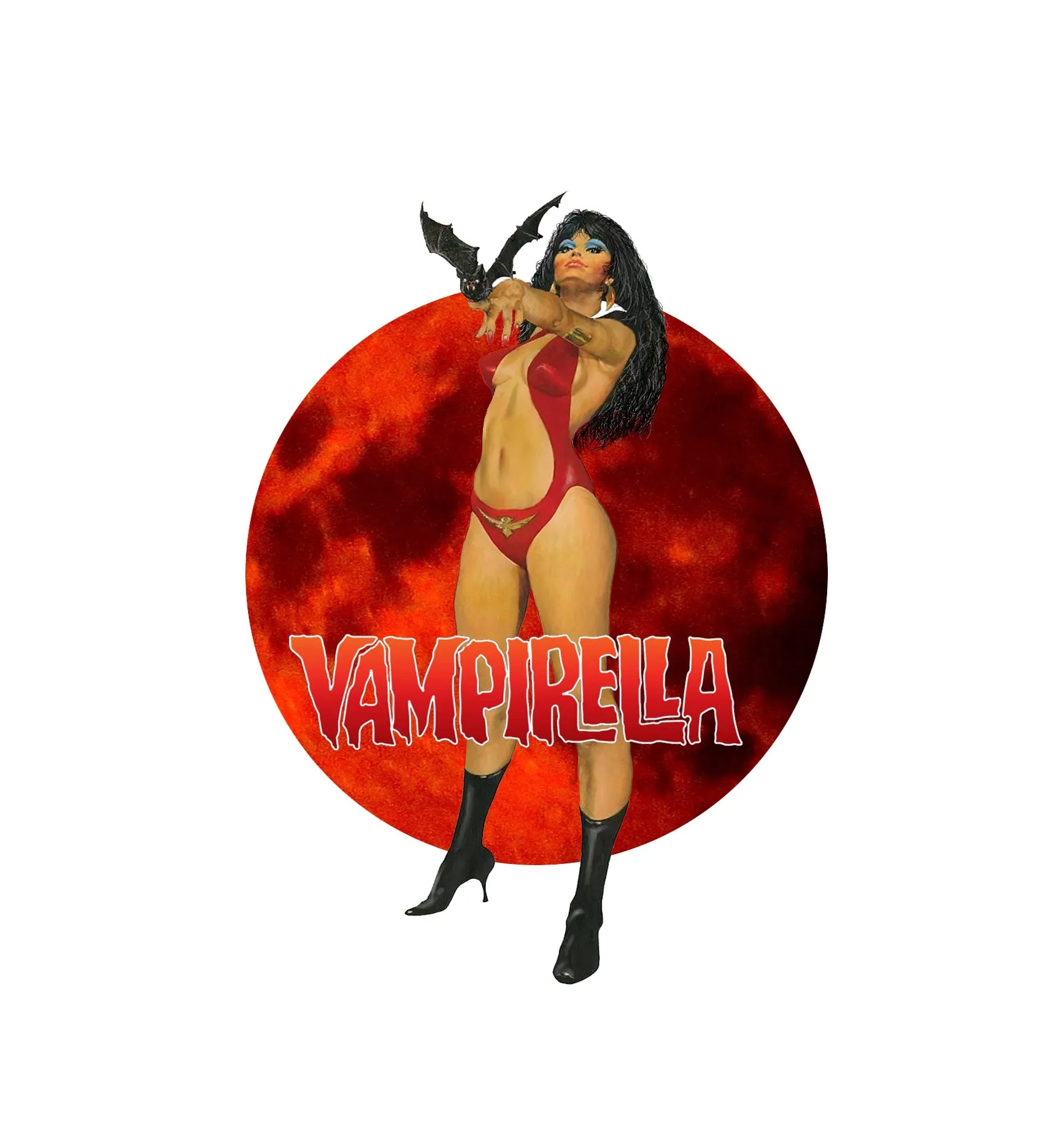 Blood Moon Vampirella - Classic Vampire Comic Strip - Baseball T-Shirt