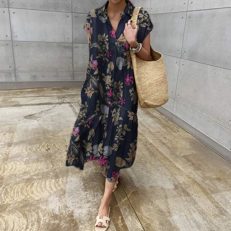 Bohemian Printed Floral Shirt Dress