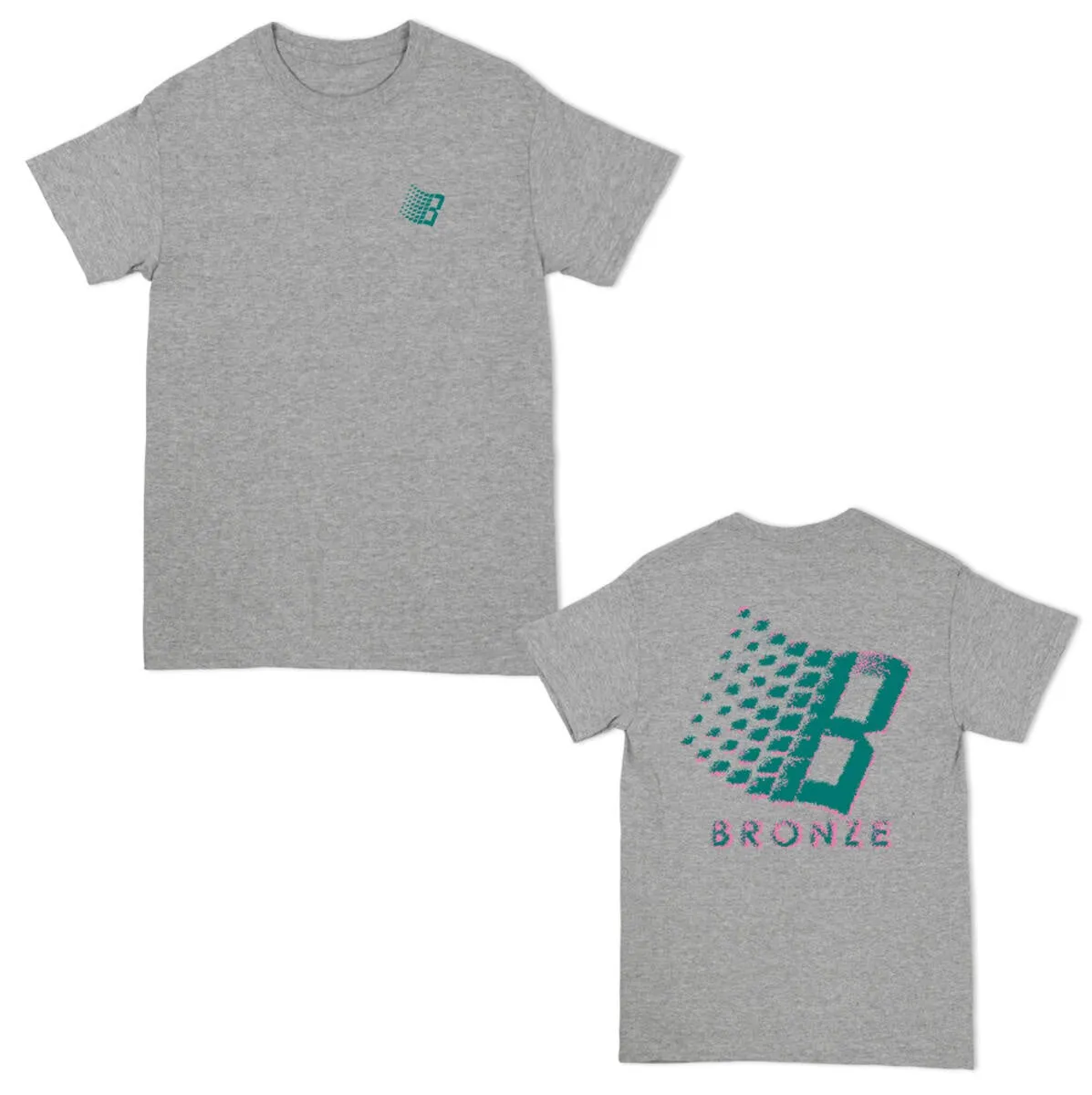 Bronze 56k B Logo T-Shirt - Heather Grey