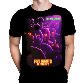 Survive Freddys Pizzeria: Classic Horror FNAF Movie Poster Art T-Shirt