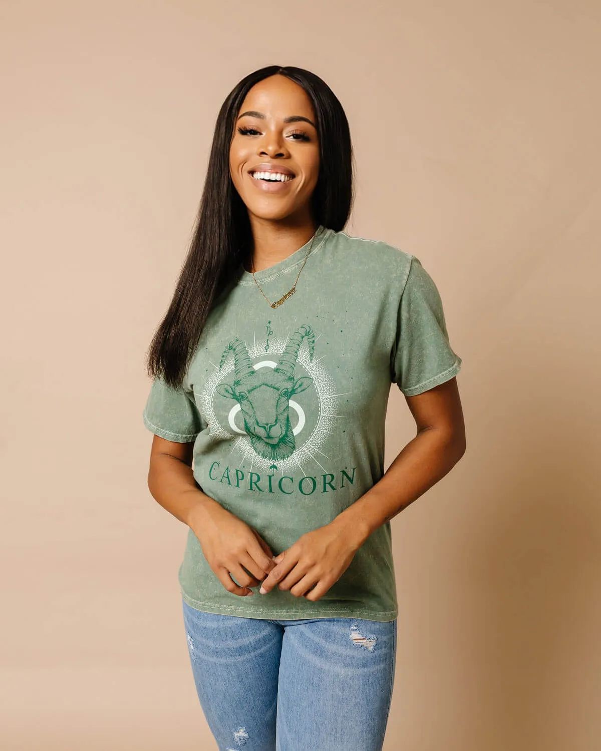 Capricorn Zodiac Graphic Crew T-Shirt | XS-2XL