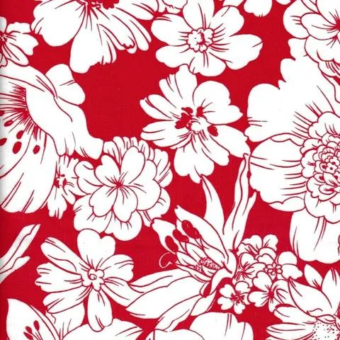 Chelsea Flowers on Red Oilcloth Tablecloths