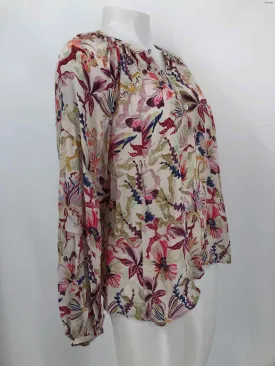 CHUFY MY AUSSIE DAYS Cream Purple Multi Silk Floral Longsleeve Top