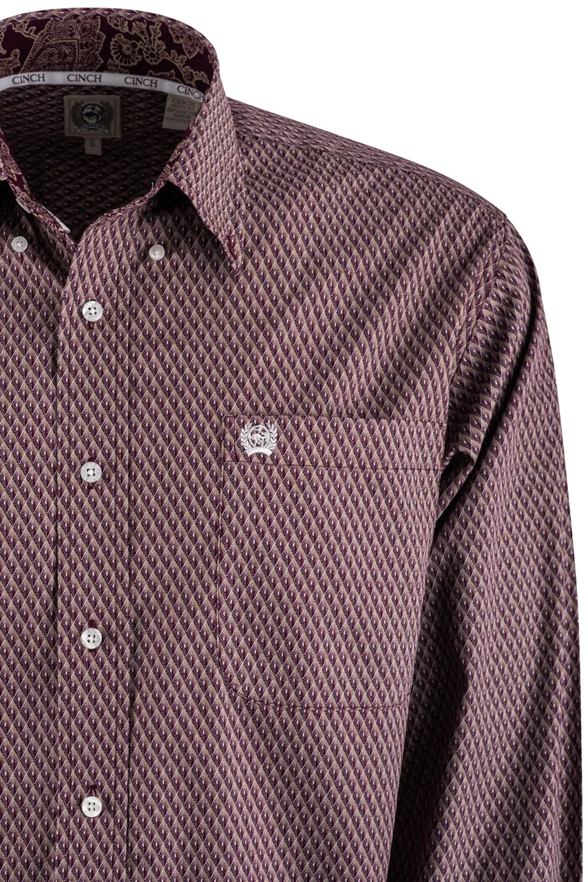 Cinch Diamond Long Sleeve Button-front Shirt - Purple