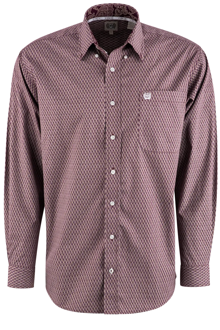 Cinch Diamond Long Sleeve Button-front Shirt - Purple