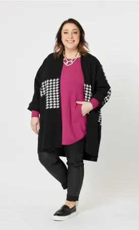 Clarity Houndstooth Trim Knit Black