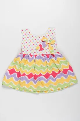 Confetti Cheer Polka Dot and Waves Frock for Baby Girls - Joyful Summer Style