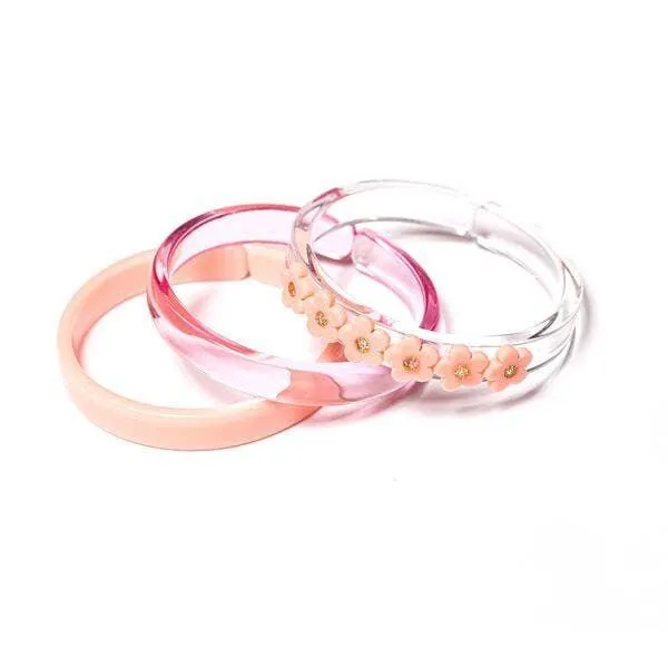 Coral Flower   Crystal Bangles (Set of 3)