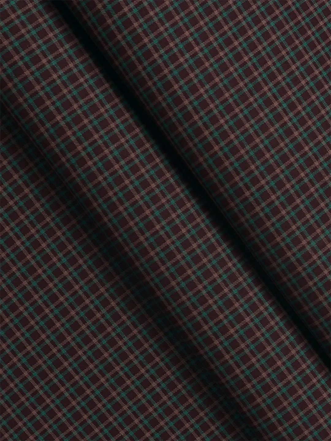 Cotton Checked Brown Shirt Fabric Cascade