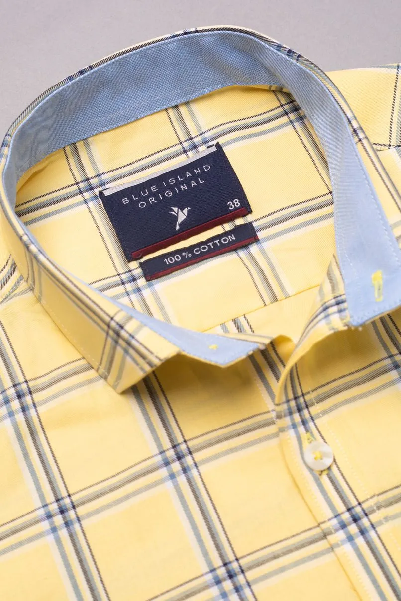 Crisp Yellow Checks - Full-Stain Proof