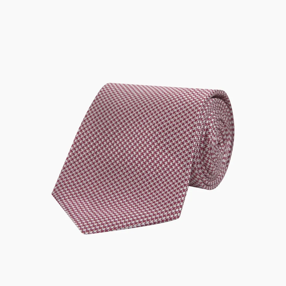 Dark Pink Houndstooth Silk Tie