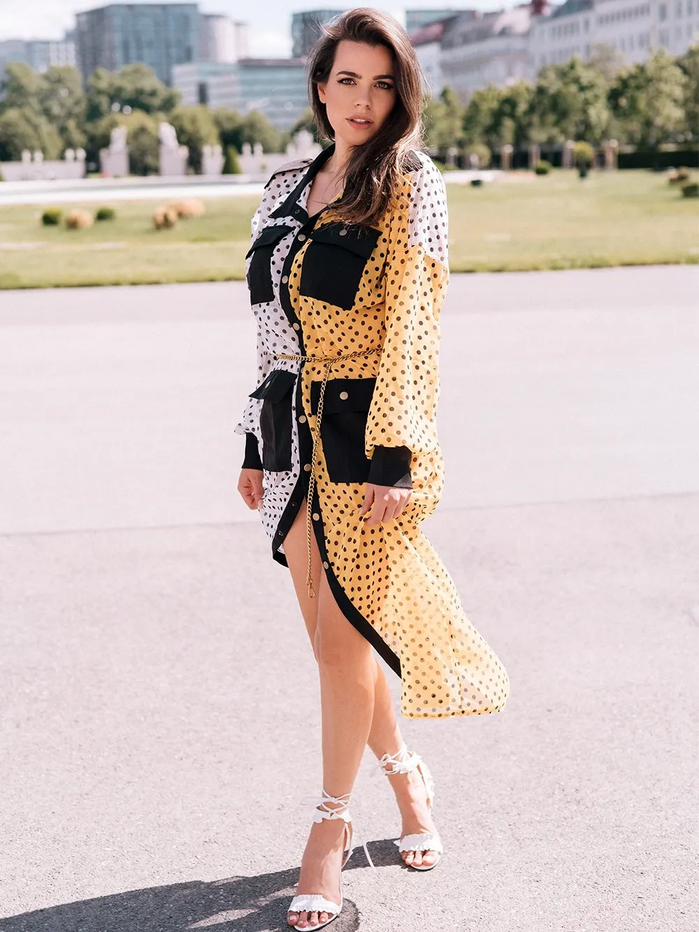 DEATTI Polka Dot Printed Kimono Dress