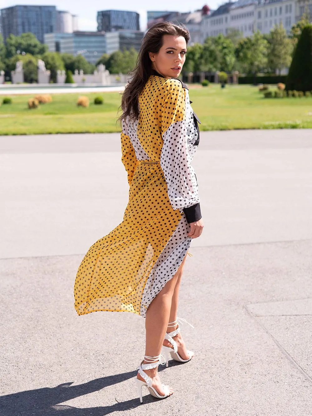 DEATTI Polka Dot Printed Kimono Dress