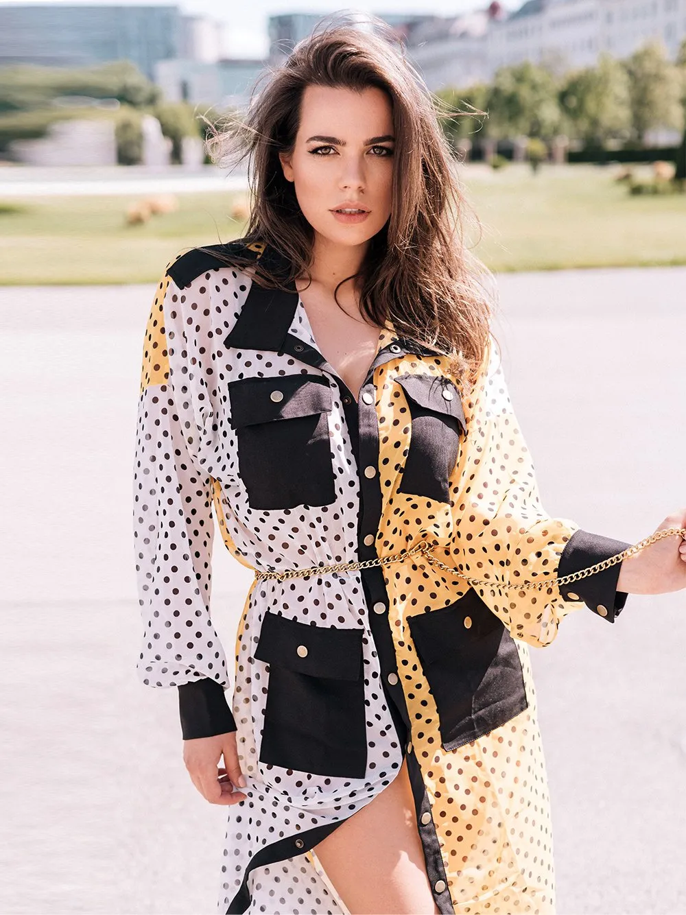 DEATTI Polka Dot Printed Kimono Dress