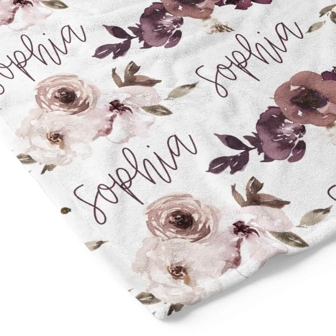 Demi's Dusty Purple Floral Personalized Toddler Blanket