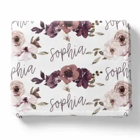 Demi's Dusty Purple Floral Personalized Toddler Blanket