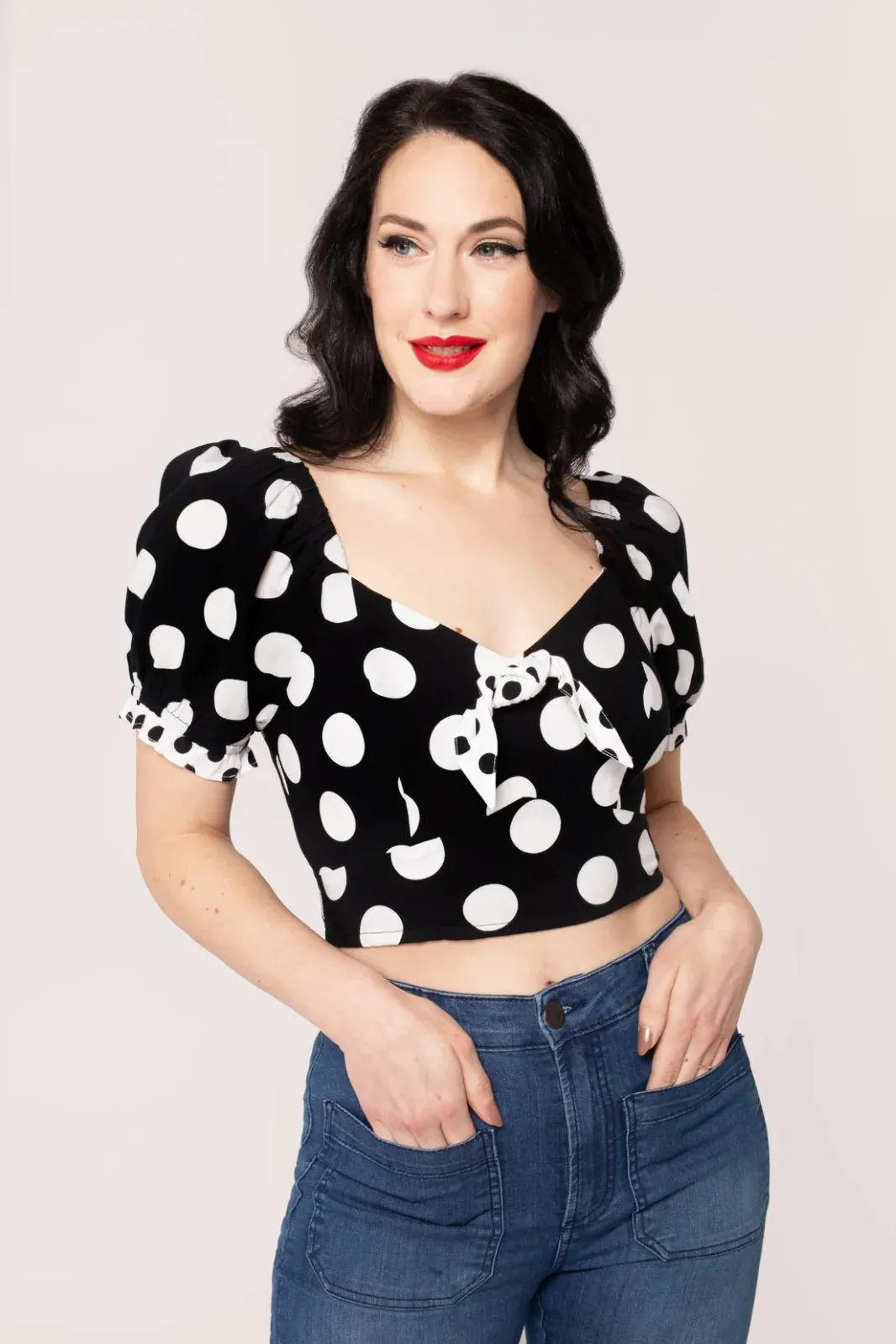 Dolores Polka-Dot Crop Top by Hell Bunny