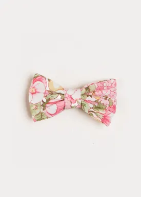 Eloise Floral Print Small Bow Clip in Pink