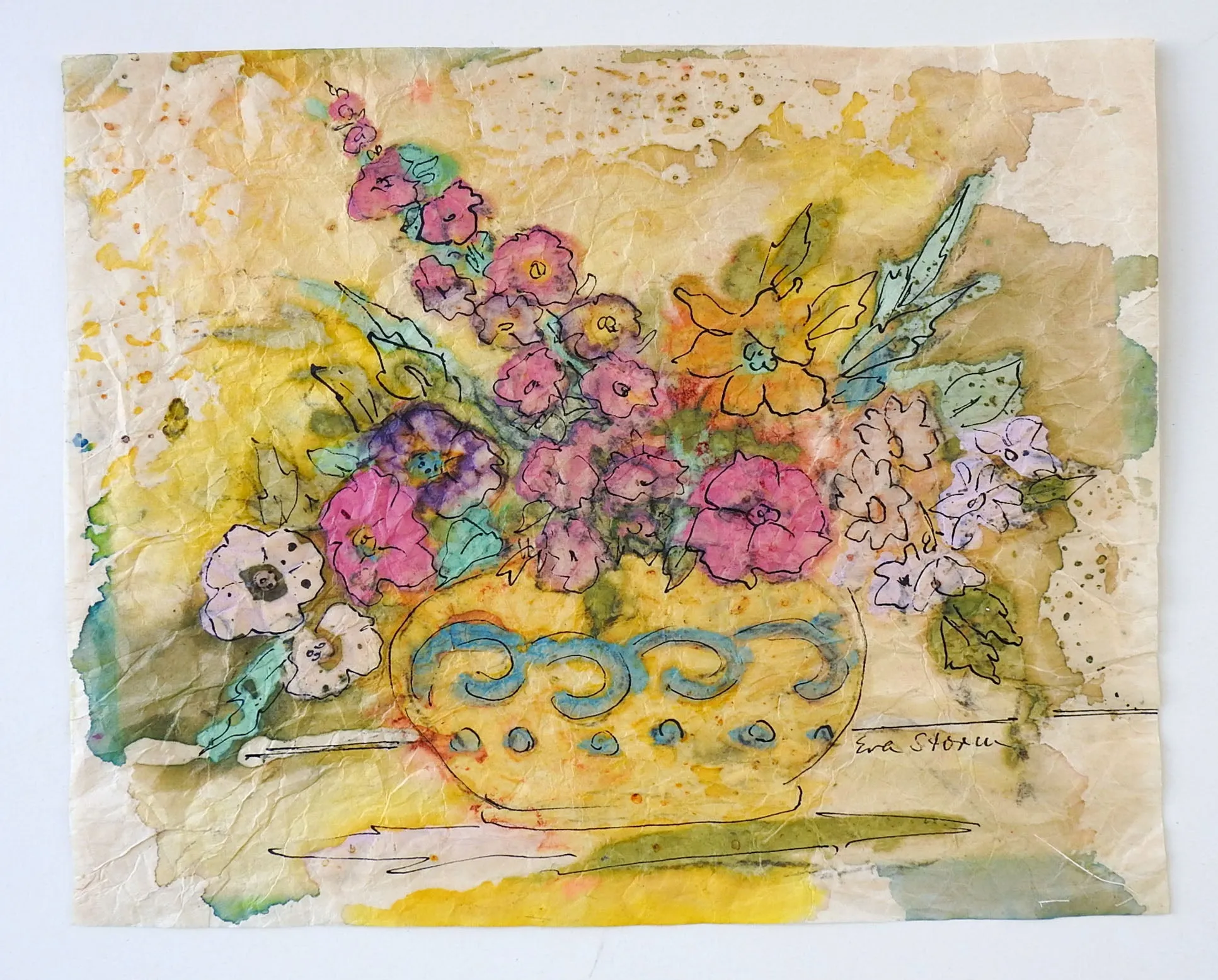 Eva Storm Mixed Media Floral Still Life Painting