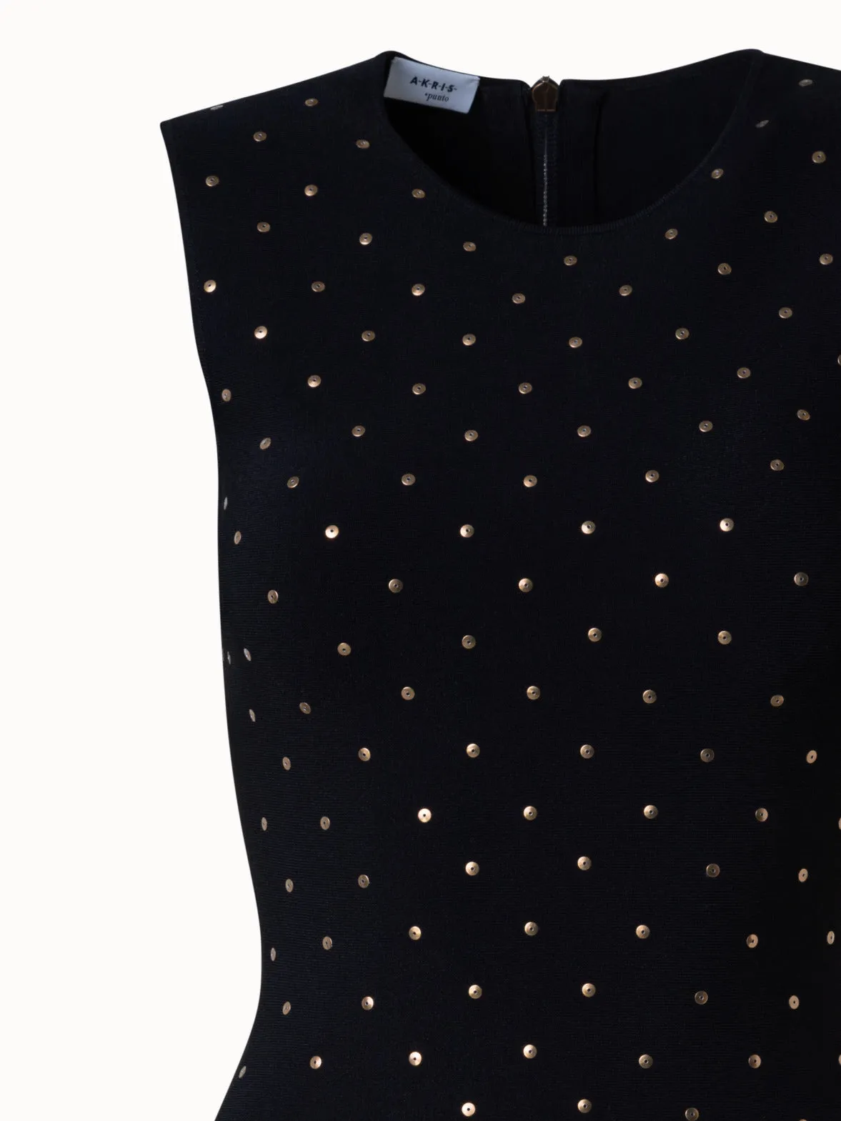 Fit and Flare Dress with Gold Polka Dot Studs