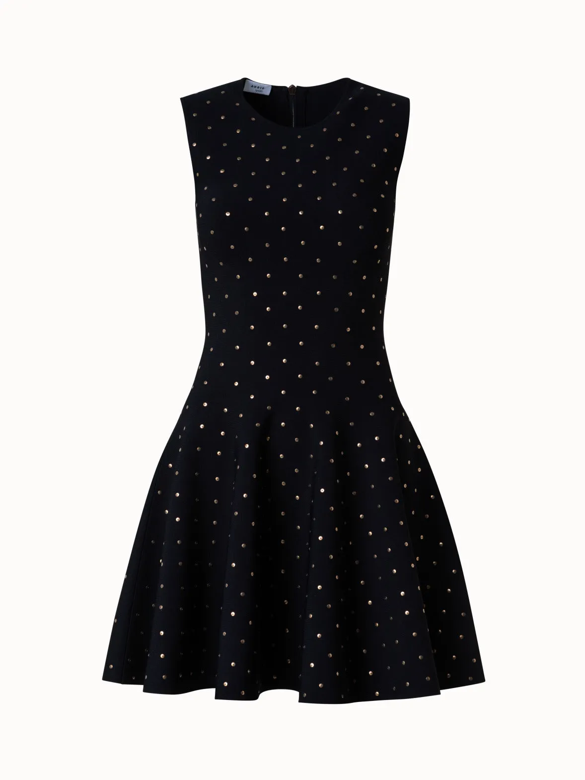 Fit and Flare Dress with Gold Polka Dot Studs