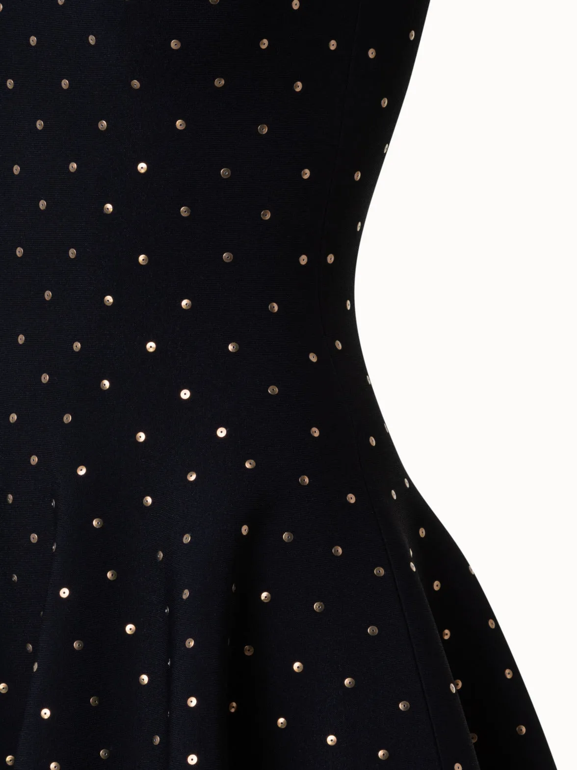 Fit and Flare Dress with Gold Polka Dot Studs