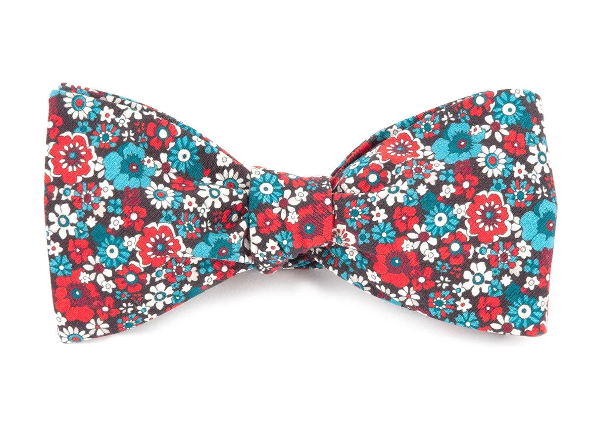 Floral Level Red Bow Tie