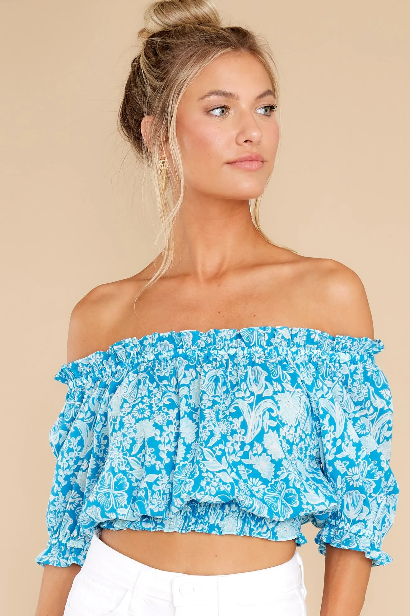 Gia Mini Garden Floral Aqua Top