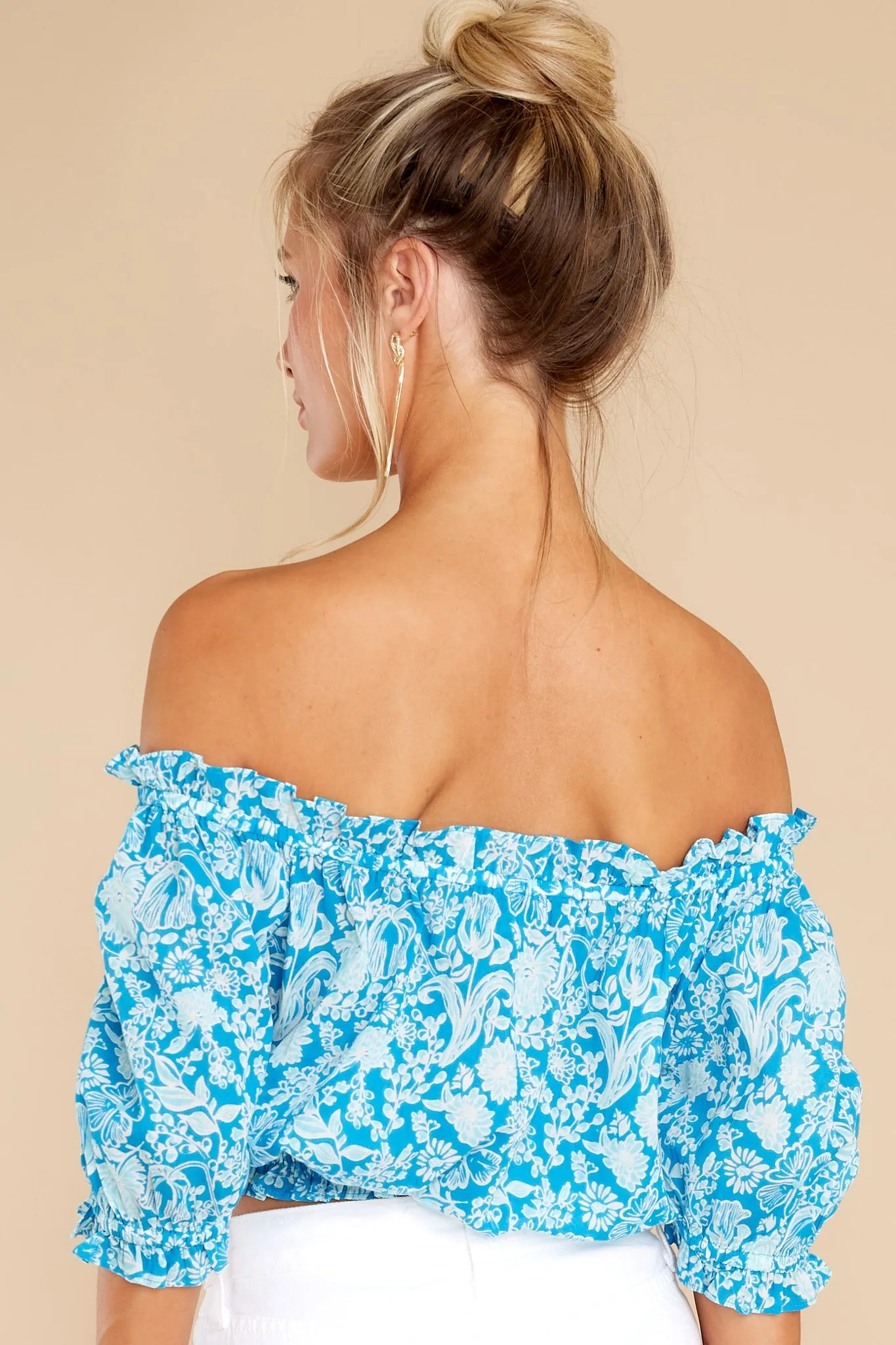 Gia Mini Garden Floral Aqua Top