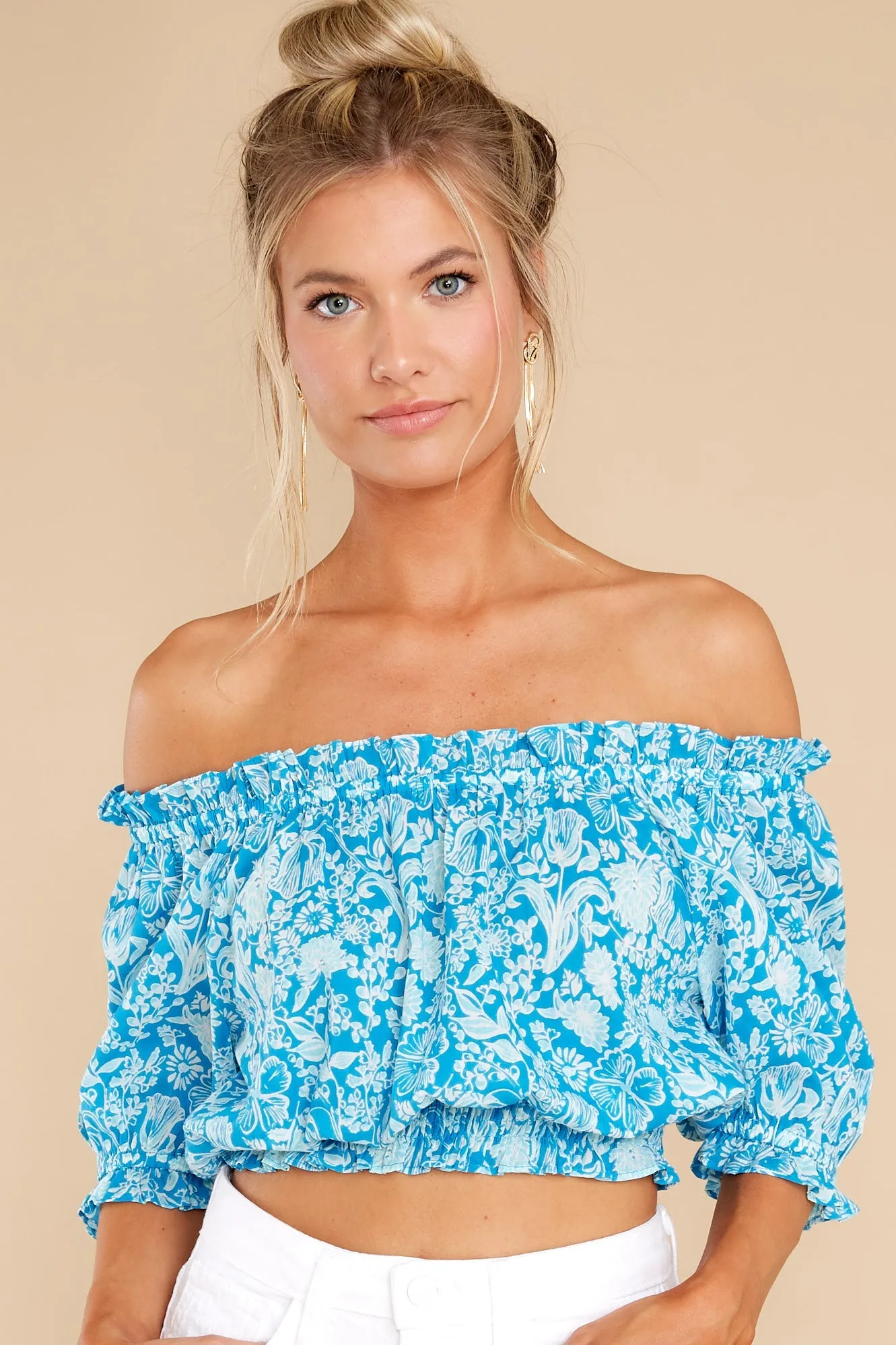 Gia Mini Garden Floral Aqua Top