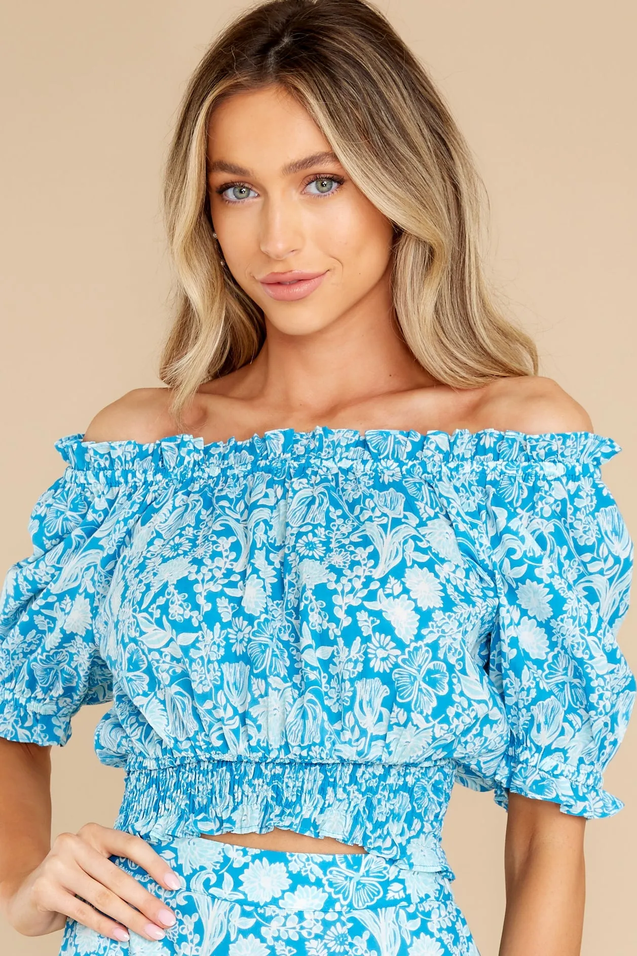 Gia Mini Garden Floral Aqua Top