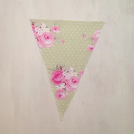 Green & Pink Pastel Floral Flag