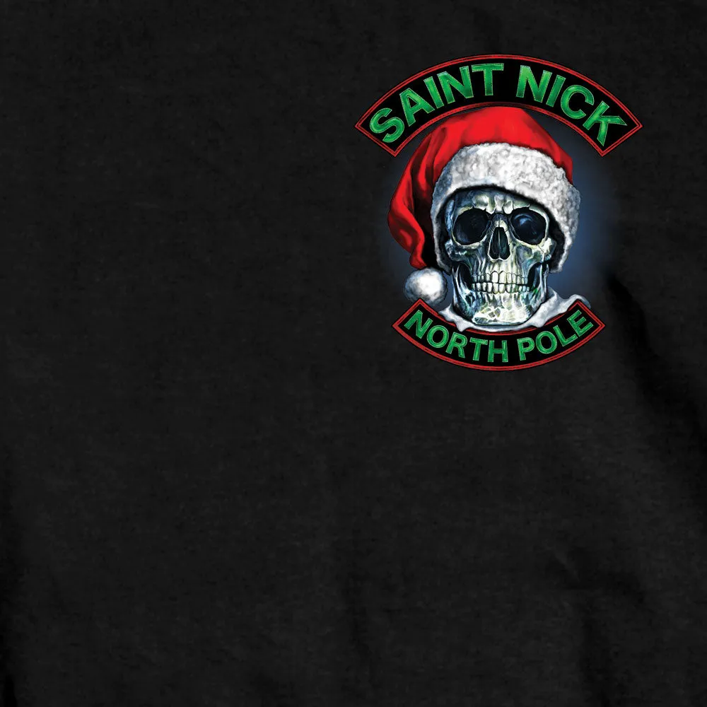 Hot Leathers GMD1329 Men's Saint Nick Skull Christmas Black T-Shirt