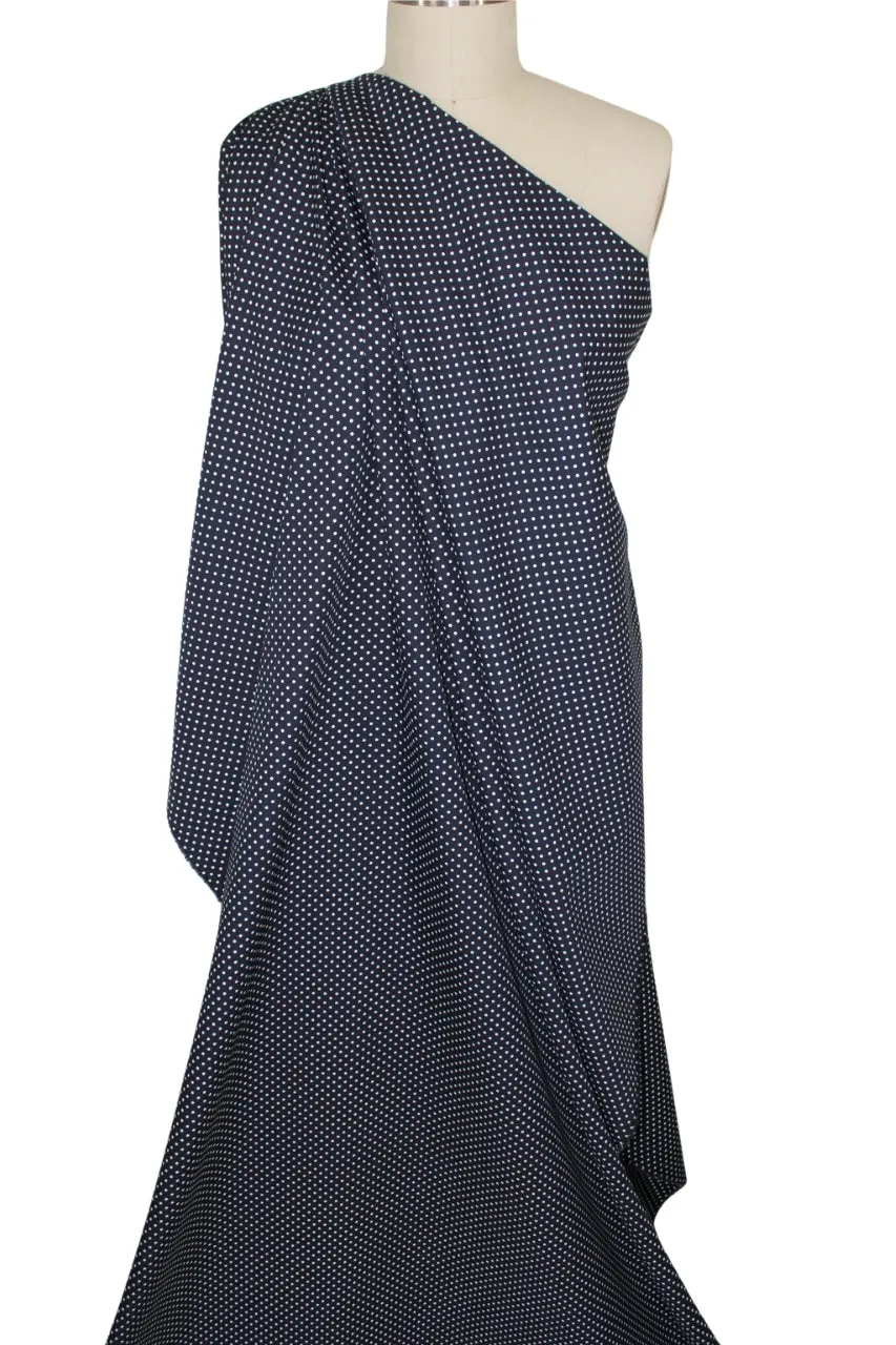 Japanese Mini Polka Dot Cotton Sateen - White on Navy