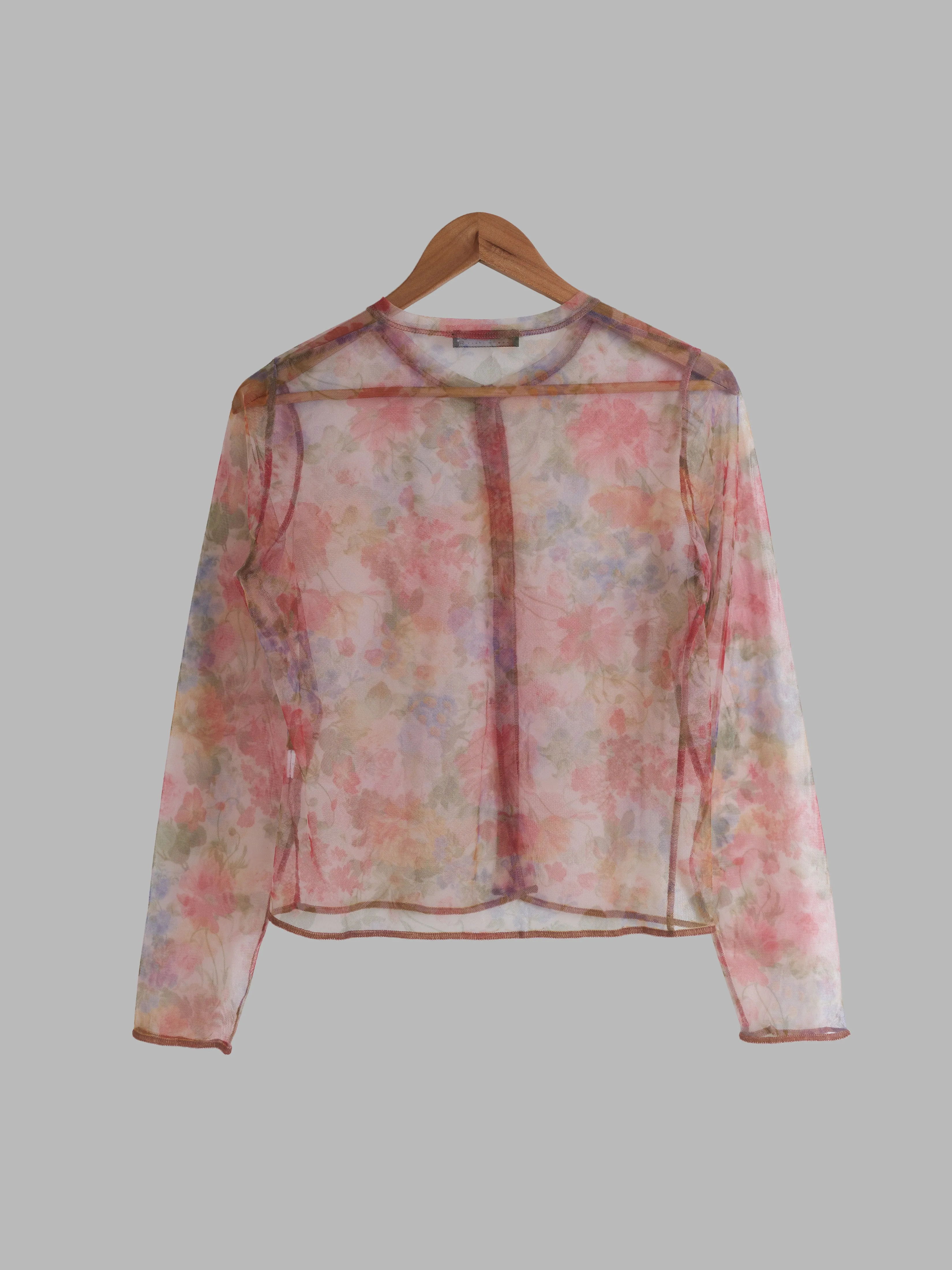 Krizia Poi sheer multicolour floral print poly mesh cardigan - IT 44