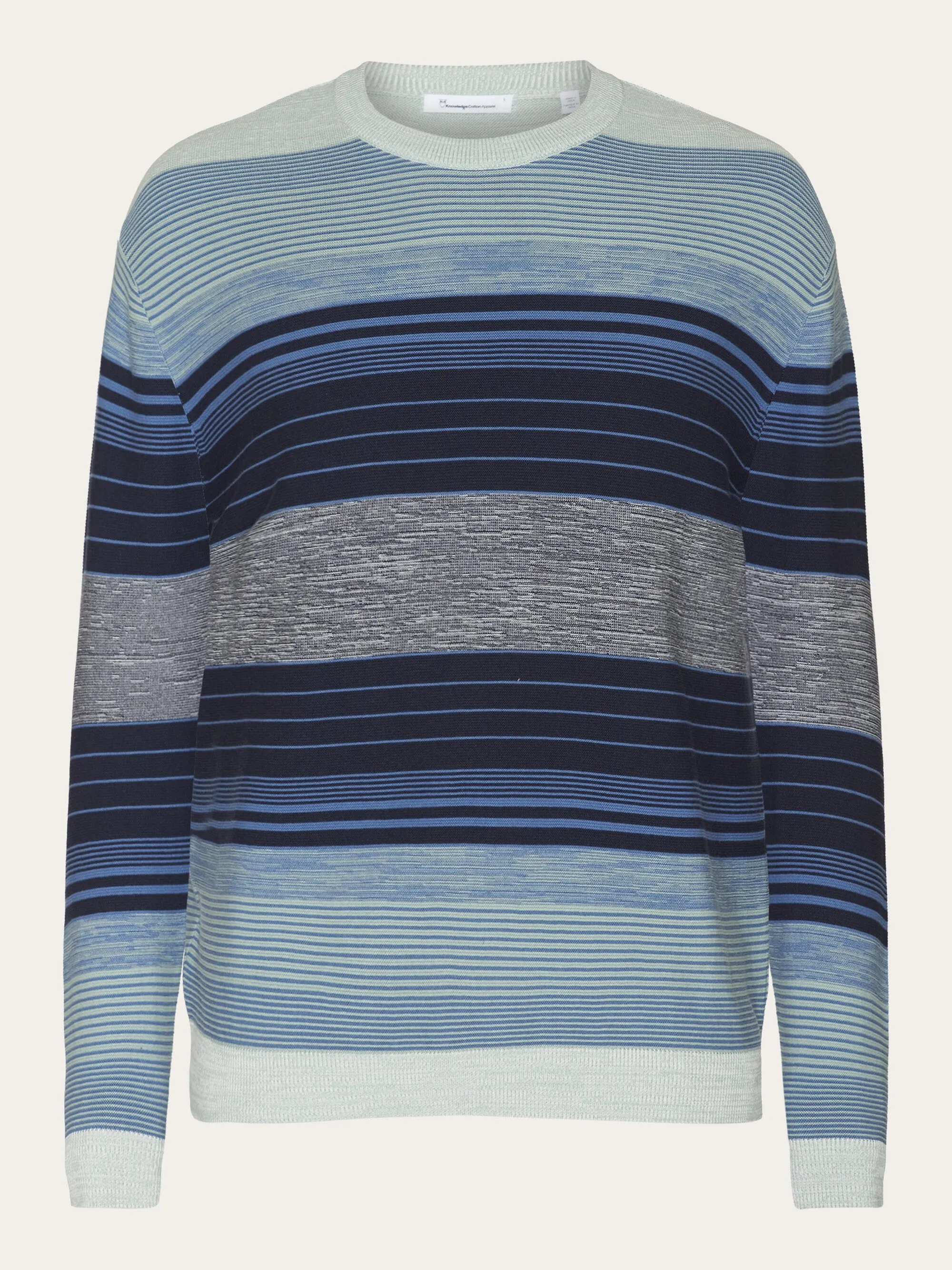 Loose striped multicolored crew neck - GOTS/Vegan - Blue stripe