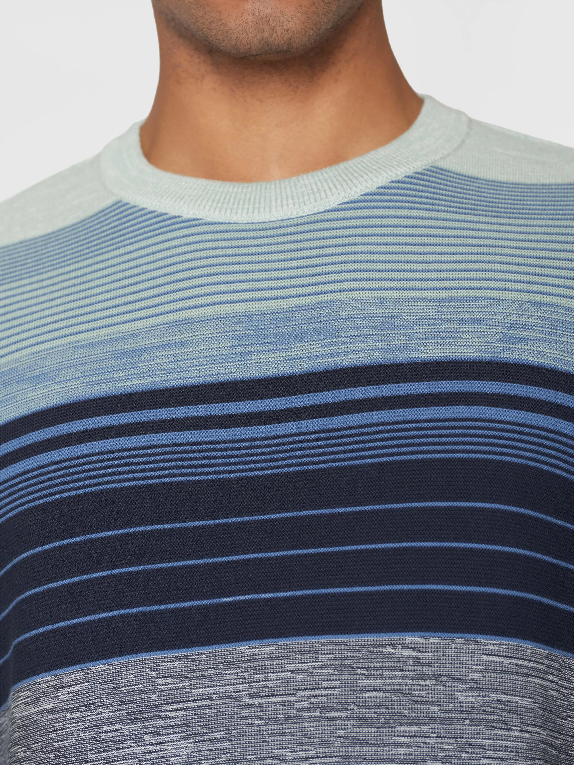 Loose striped multicolored crew neck - GOTS/Vegan - Blue stripe