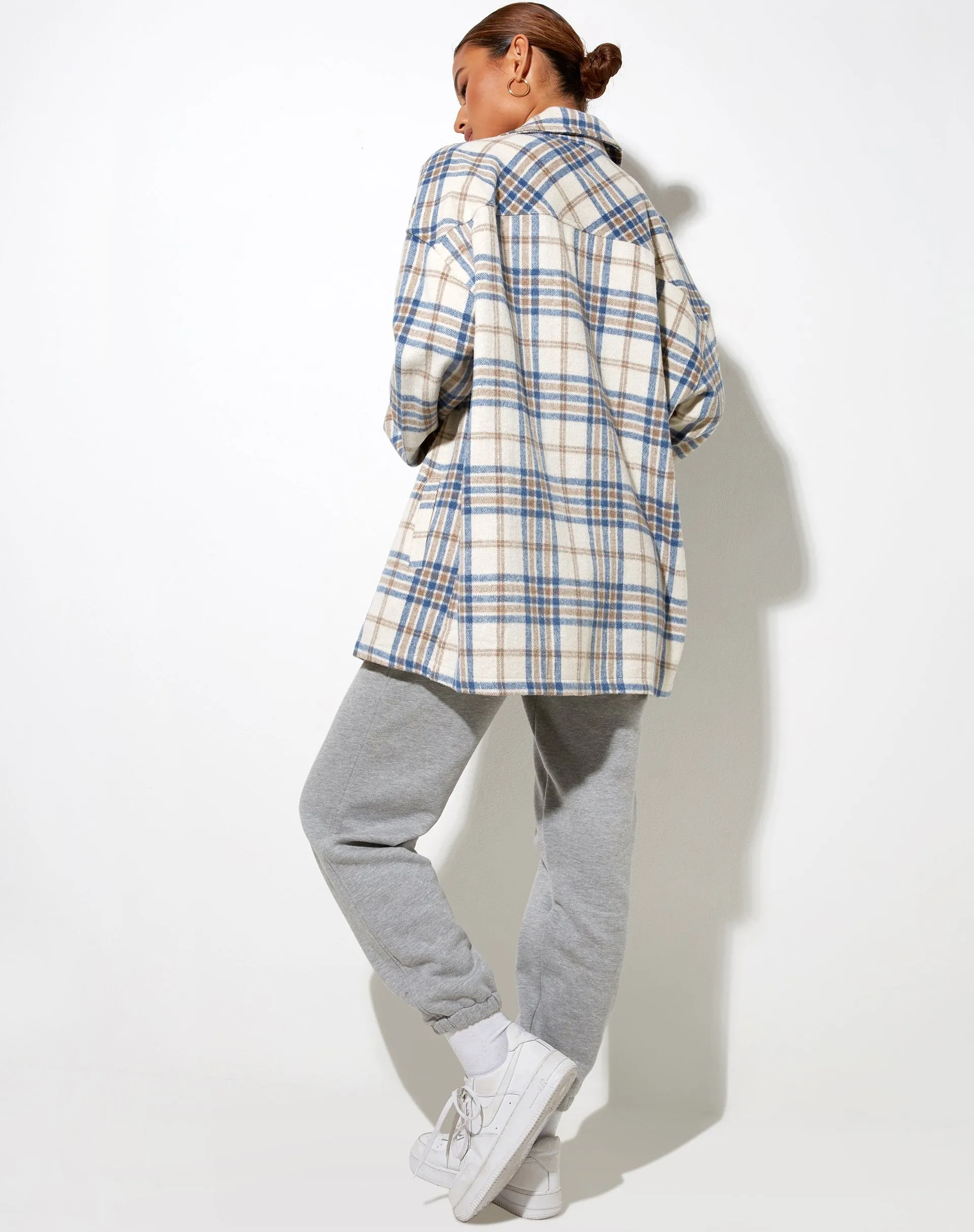 Marcel Shirt in Big Check White Blue Tan