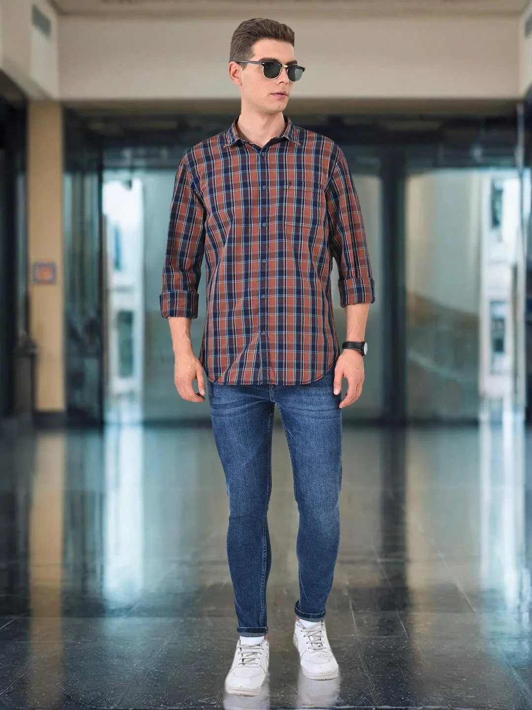 Men Checked Full Sleeve Cotton Shirt